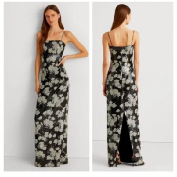 Lauren Ralph Lauren Sequin Floral Gown Formal Full Length Elegant 10 - Picture 12 of 12